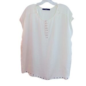Women's ivory top with metal stud embellishment Made in Germany by OUI size 8